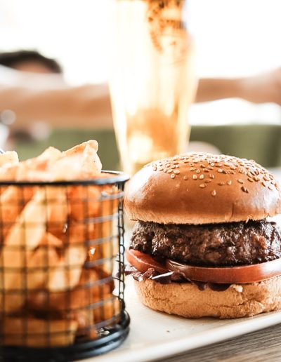 Freshly prepared meal at seaside restaurant