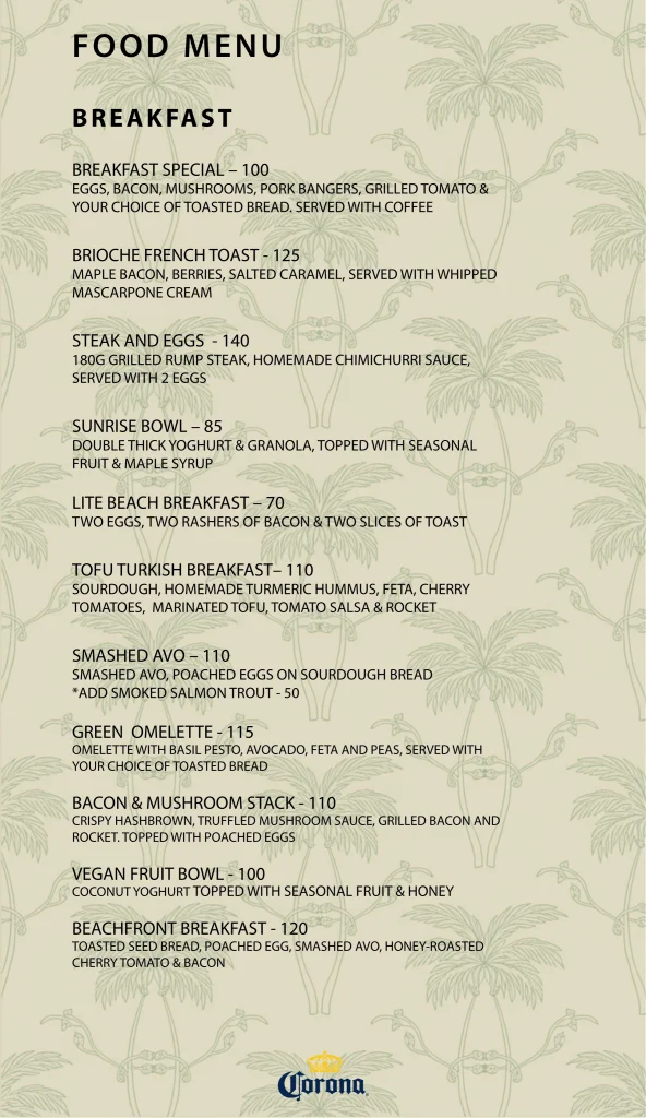 Beach Bar restaurant dishes